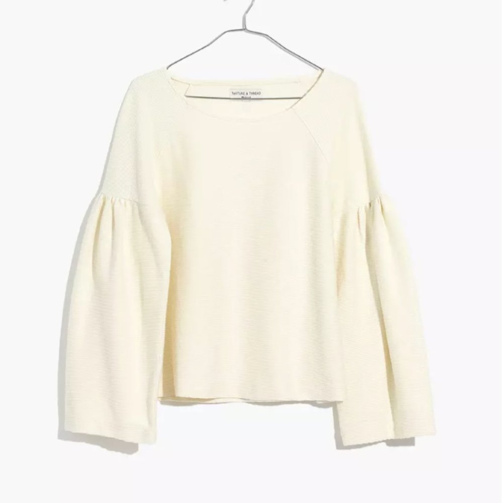 Madewell Texture & Thread Shirred-Sleeve Top